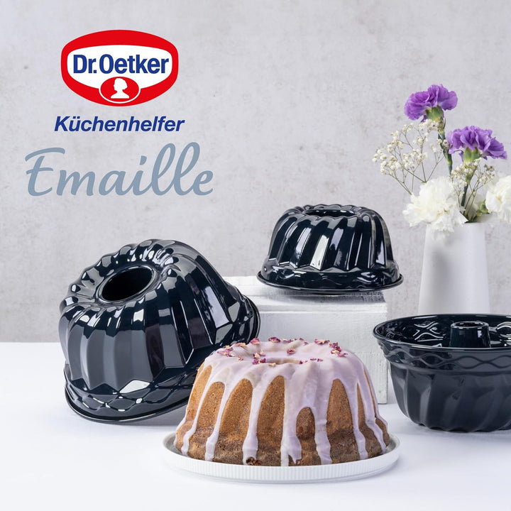 Dr. Oetker Guglhupf Backform Ø 22 cm Back-Liebe Emaille – Schnitt- & Kratzfeste Gugelhupf Form mit E