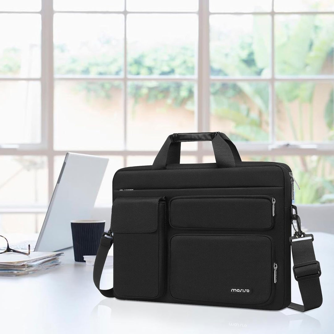 MOSISO Tragbare Umhängetasche mit 2 erhöhten Taschen & 1 Klappe & 1 horizontale Tasche & Griff & Gür