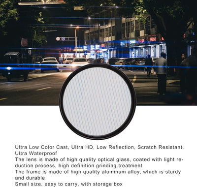 62 Mm/67 Mm/72 Mm/77 Mm Blue Streak Filter, Spezialeffekt-Linsenfilter Anamorphes Optisches Glas mit
