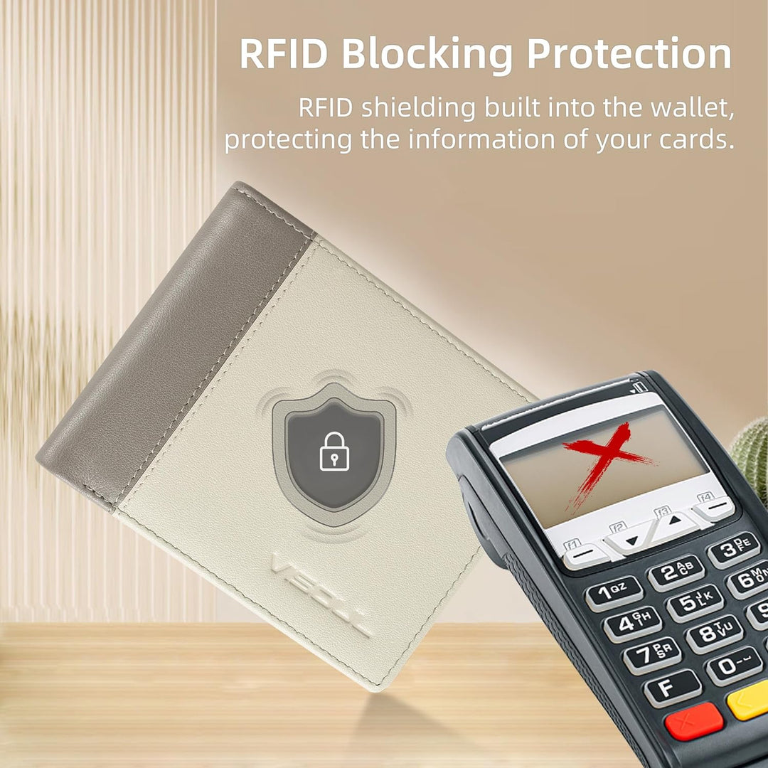 VISOUL Echt Leder Geldbörse Herren mit RFID Schutz Portemonnaie Gross mit Münzfach 8 Fächer Echtlede