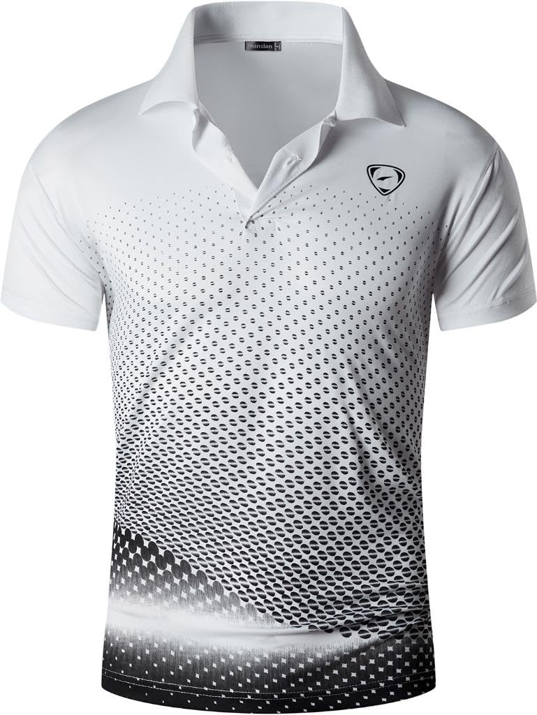 Jeansian Herren Kurzarm Passform Sport Polo Tee Shirts T-Shirts Tops Poloshirt Golf Tennis Picklebal