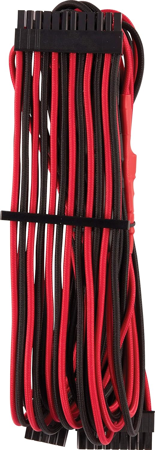 Corsair Premium Sleeved 24 pin-Polig-ATX-Kabel Typ4 (Generation 4-Serie) Rot/Schwarz 24 pin ATX Rot/