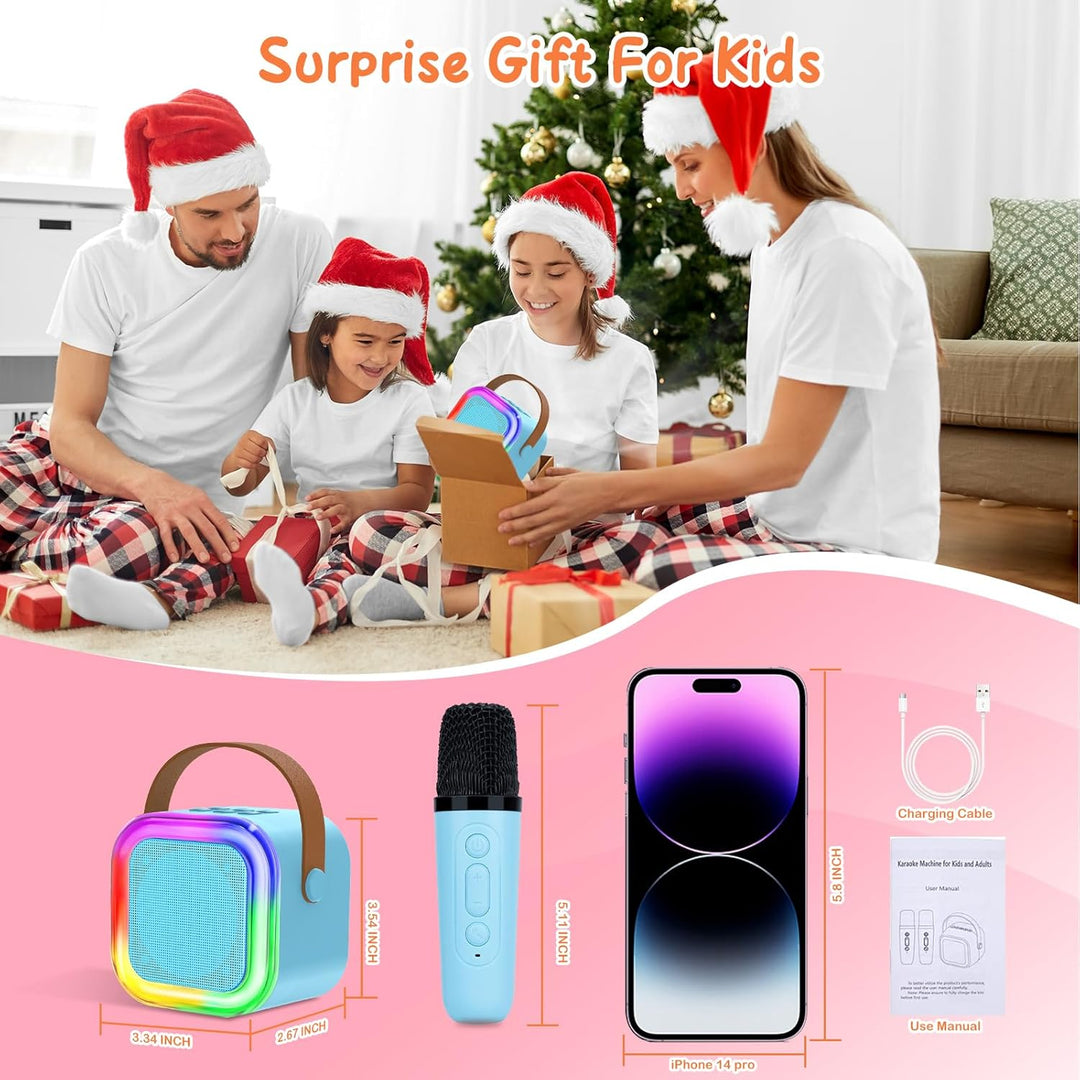 Karaoke Maschine Kinder mit 1 Mikrofon, Drahtloses Karaoke Mikrofon mit LED Tragbare Bluetooth Lauts