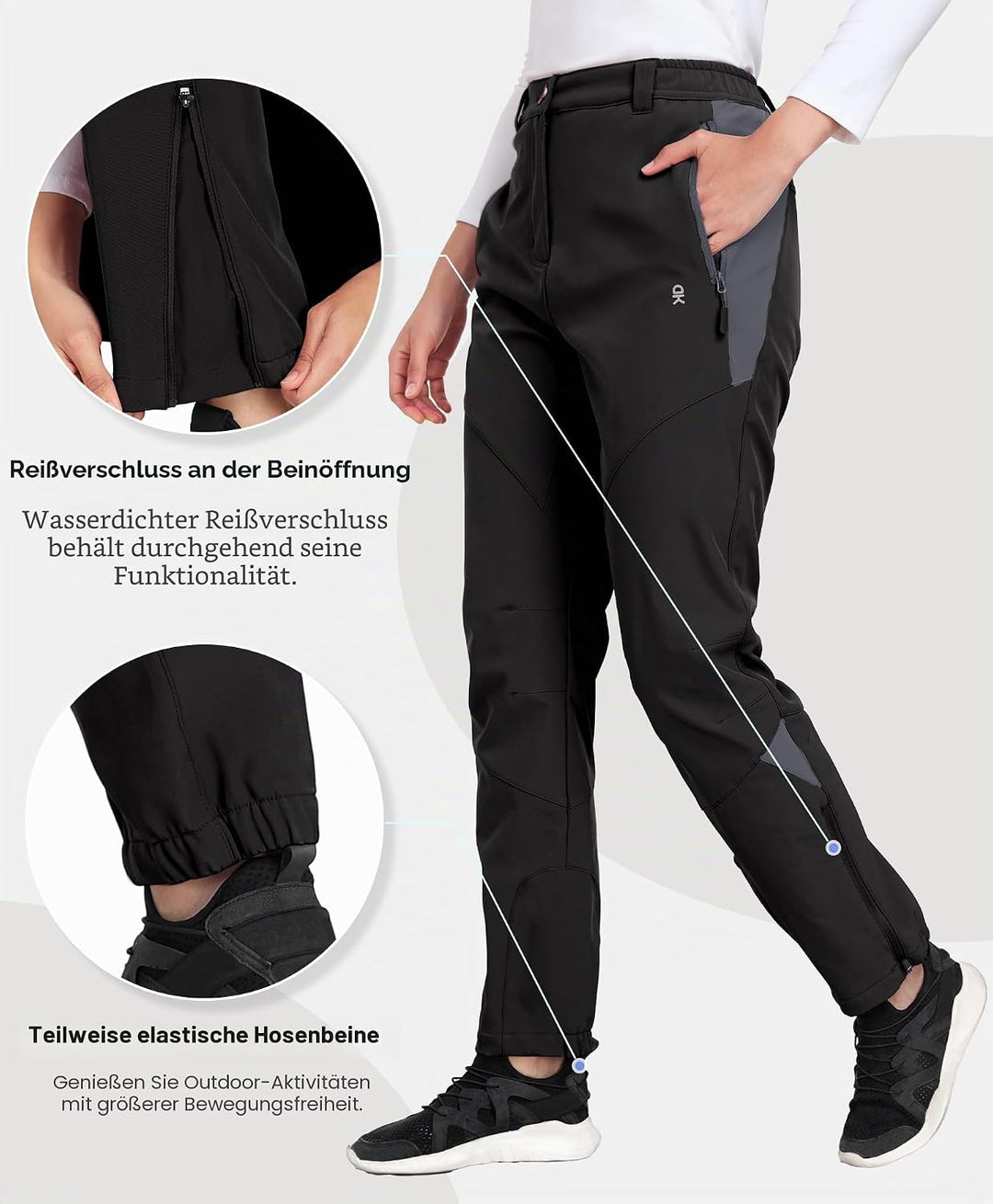 Little Donkey Andy Damen Winter Wanderhose Skihose Trekkinghose Snowboardhose, Softshell-Hose, Fleec