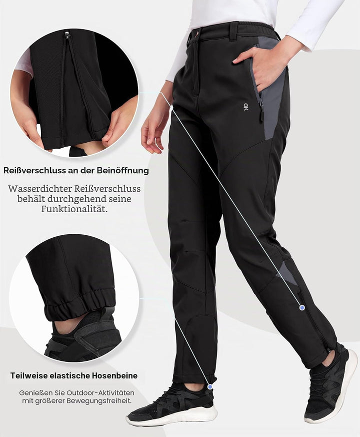Little Donkey Andy Damen Winter Wanderhose Skihose Trekkinghose Snowboardhose, Softshell-Hose, Fleec