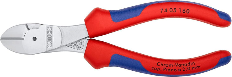 Knipex Kraft-Seitenschneider verchromt, mit Mehrkomponenten-Hüllen 160 mm 74 05 160 verchromt 160 mm