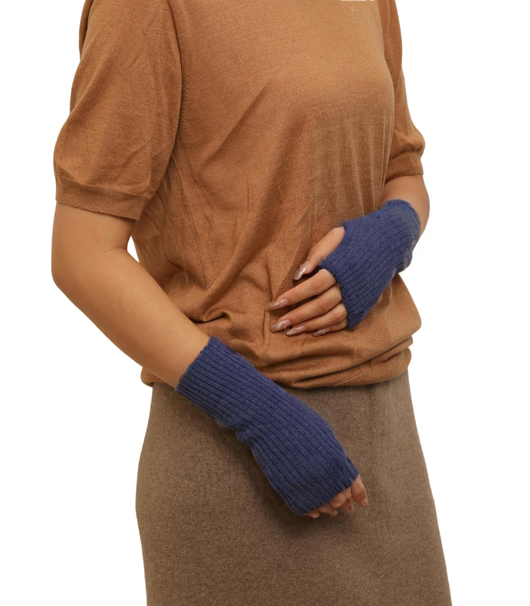 Prettystern Damen Kaschmir-Wolle Gerippte Fingerlose Handschuhe Hand-Stulpen handgelenk-wärmer Pulsw