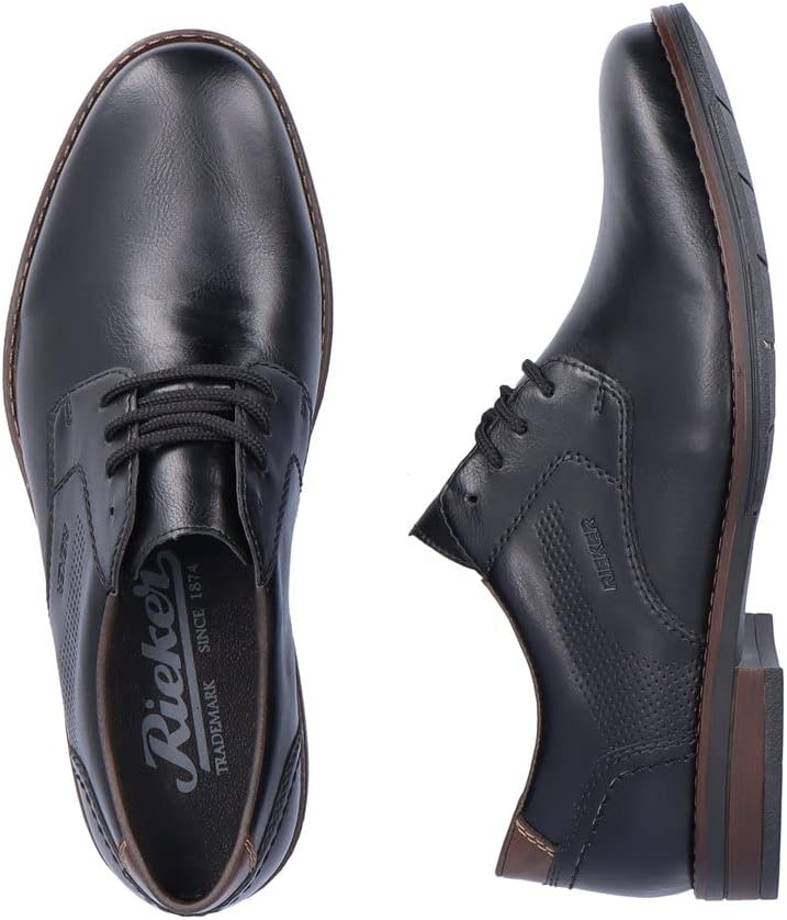 Rieker Herren Businessschuhe 10316, Männer Schnürschuhe 42 EU Schwarz, 42 EU Schwarz
