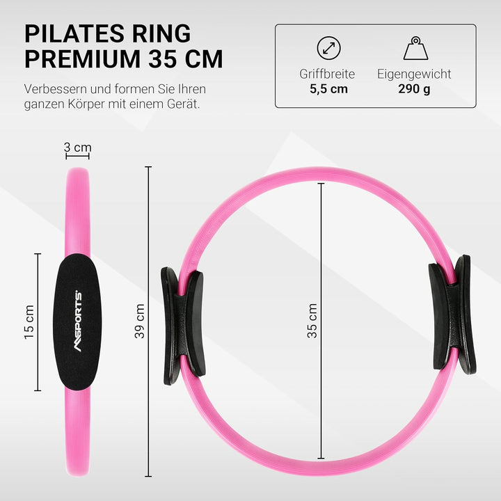 MSPORTS Pilates Ring Premium I Widerstandsring - Doppelgriff Pilates Yoga Ring 38 cm Übungskreis Pas