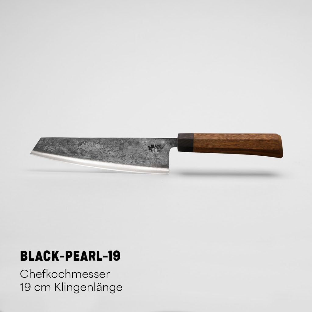 Black Chili Küchenmesser Set (3-teilig) | Chefmesser, Santoku Messer & Gemüsemesser mit Eisenholz Gr