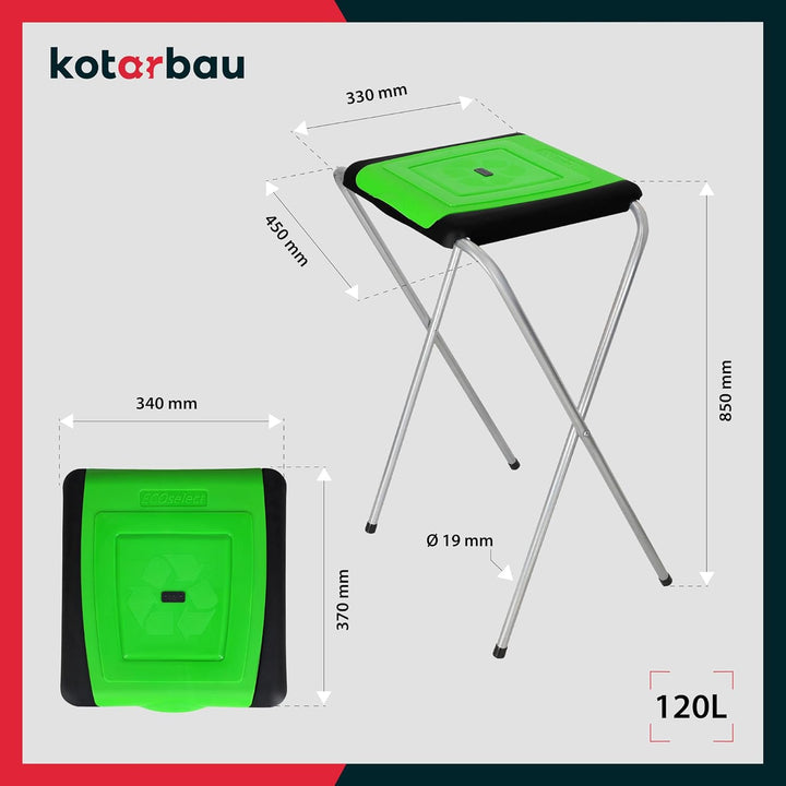 KOTARBAU® Müllsackständer 1 Fach Müllbehälter 33 x 77 x 85 cm Grüner Sack Ständer Metall Plastikmüll