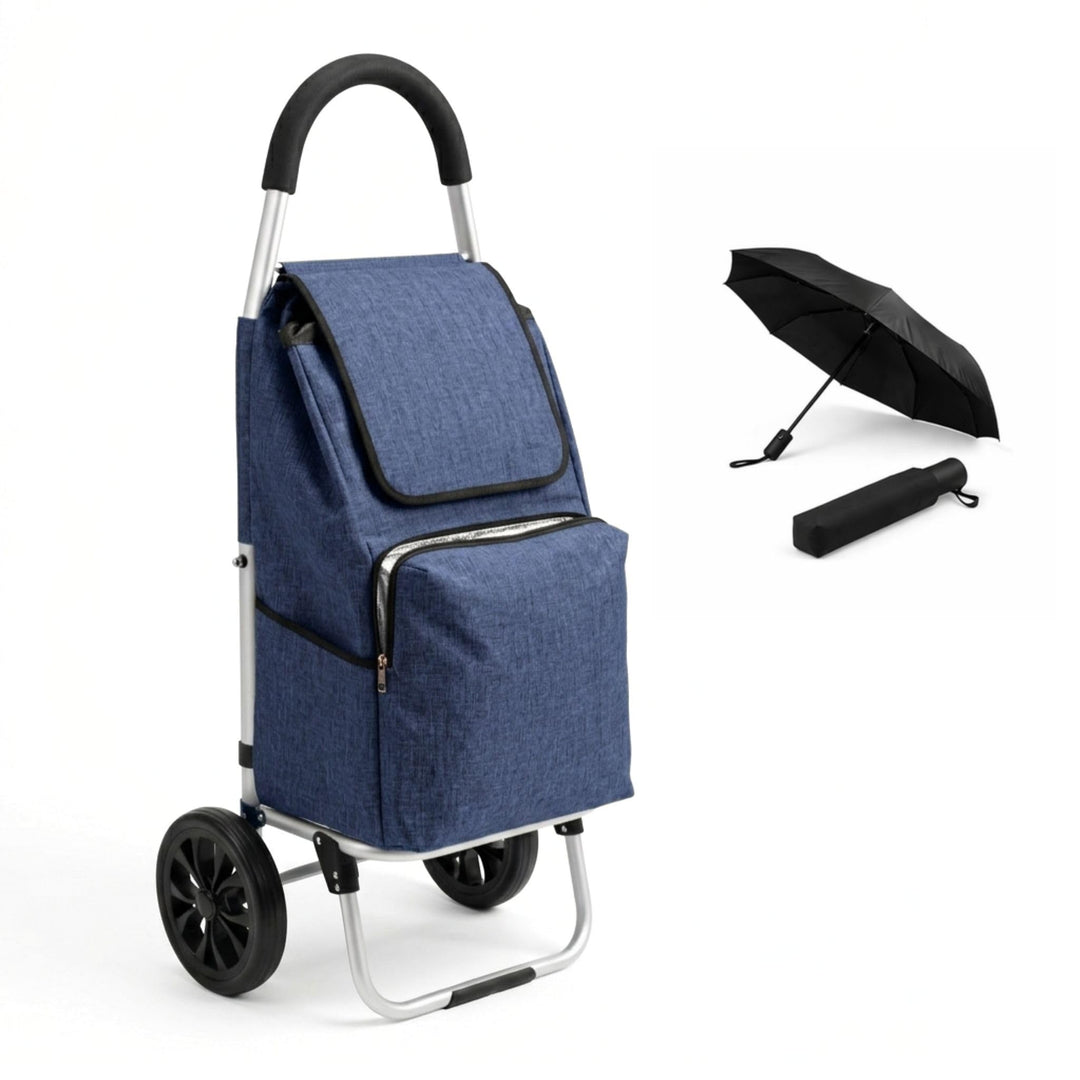 Einkaufstrolley klappbar mit Kühlfach, Einkaufshilfe Aluminium leicht, Einkaufswagen Shopper Trolley