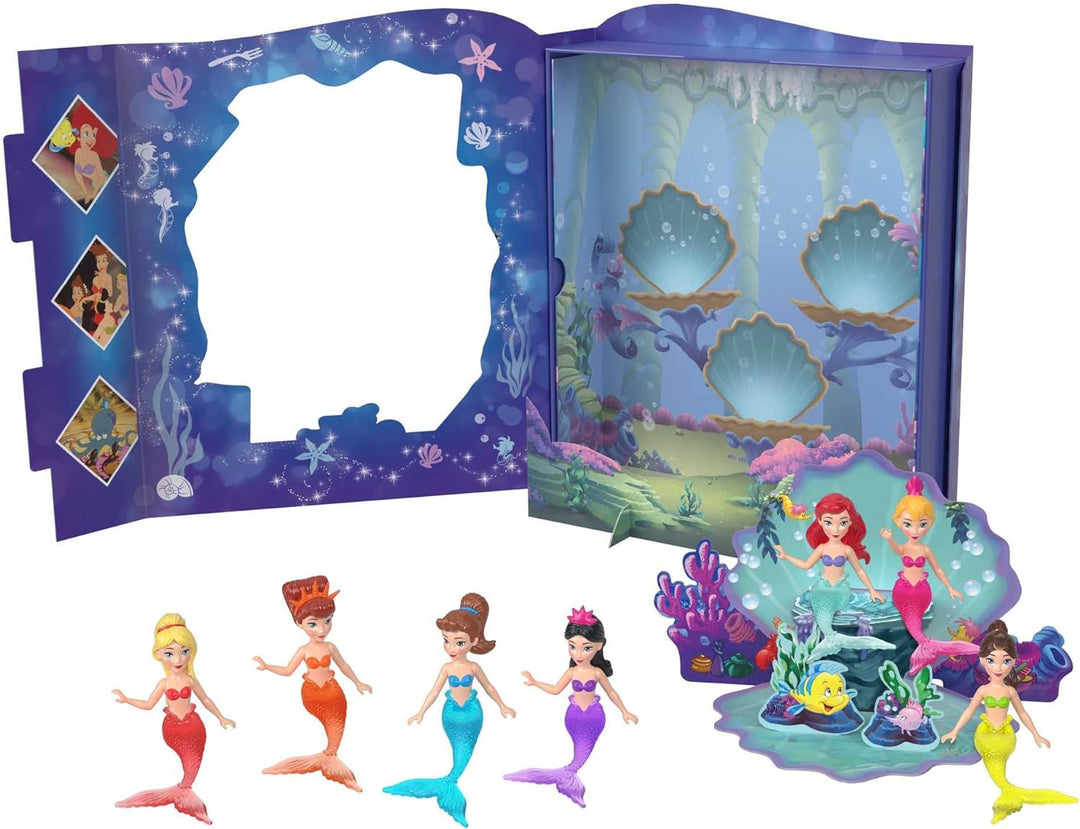 Disney Princess Arielle - Geschichtenbuchset von Arielle und 7 Meerjungfrauenfiguren, Unterwasser-Ve