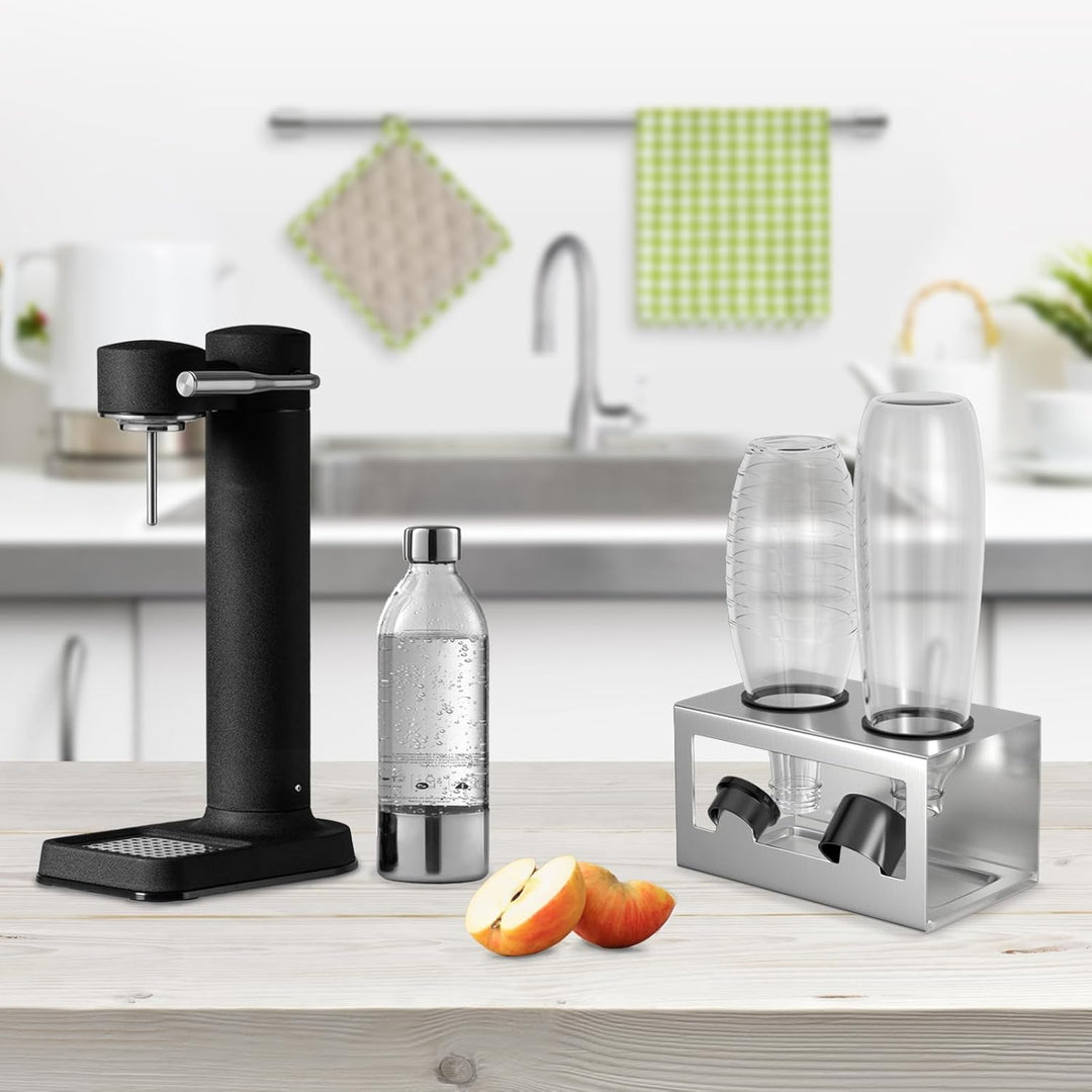 HOMMAND Flaschenhalter für SodaStream Crystal und Emil Flaschen, Edelstahl Flaschenhalter Abtropfges