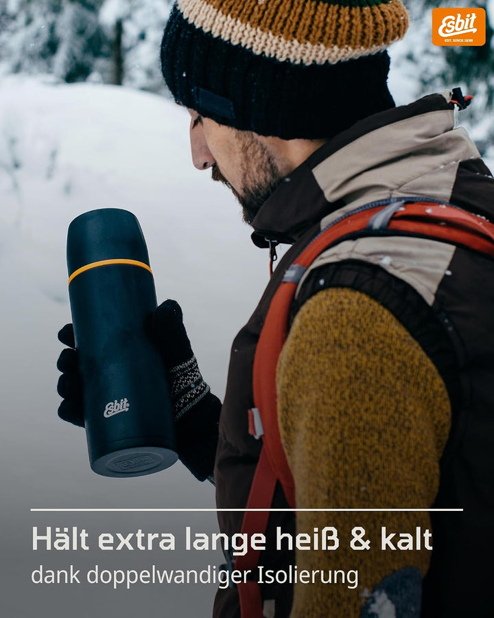 Esbit Classic Isolierflasche 500ml - Thermoskanne für warm &amp; kalt - Thermosflasche mit 2 Bechern - T