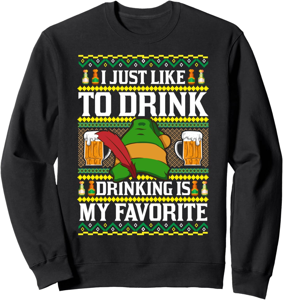 I Just Want To Drink Beer Ugly Christmas Pattern Gift Sweatshirt
