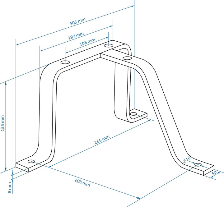 AUTOLIGHT 24 Reserveradhalter für Anhänger 4-5 Loch 30 x 20 cm ab 10 Zoll aus verzinktem Stahl Felge