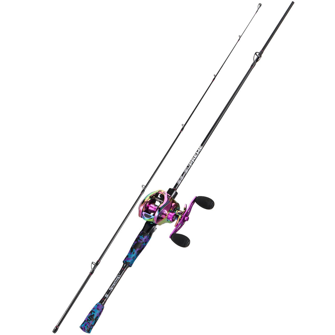 Sougayilang MX-2 Wurfangelrute und Baitcastrolle Combo, 1,8m/2,1m Baitcaster Combo - Raubfisch-Angel