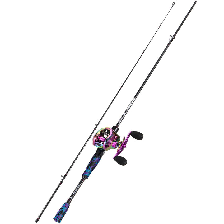 Sougayilang MX-2 Wurfangelrute und Baitcastrolle Combo, 1,8m/2,1m Baitcaster Combo - Raubfisch-Angel