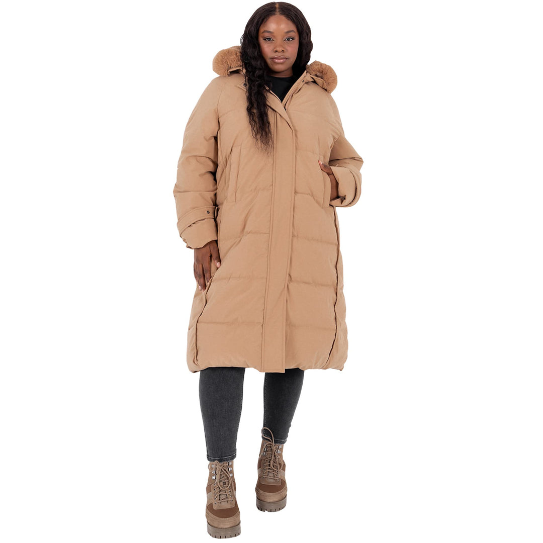 Lovedrobe Damen Ladies Plus Size Winter Jacket for Women Curve with Detachable Faux Fur Pockets Hood