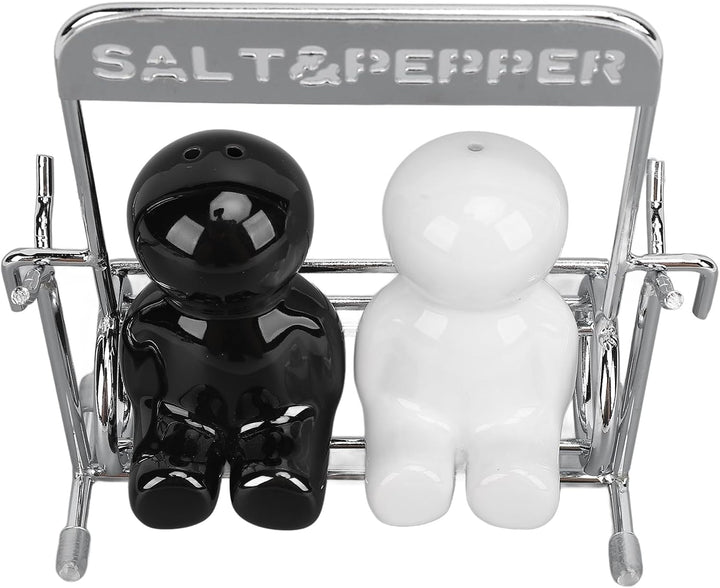2 Stück Salz und Pfeffer Spender, Schwarz-Weiss Pfeffer- und Salzstreuer-Set mit Schwingfiguren Nied