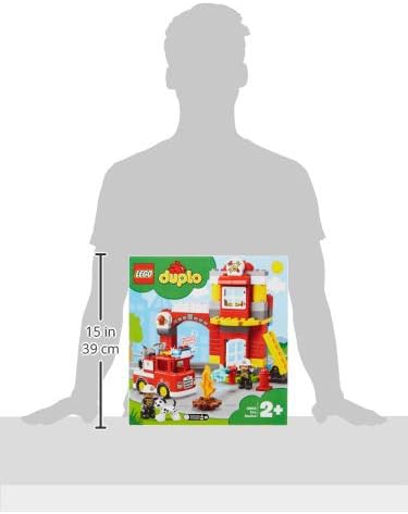 LEGO 10903 DUPLO Feuerwehrwache mit Feuerwehrauto und Feuerwehrmann-Figuren, Motorikspielzeug, Feuer