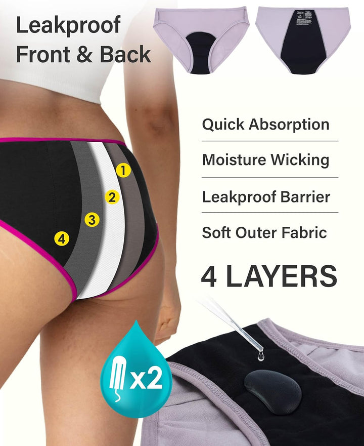 Neione Periodenunterschwäsche Menstruation Unterhosen Perioden Unterwäsche Damen Brazilian Slip, 3er