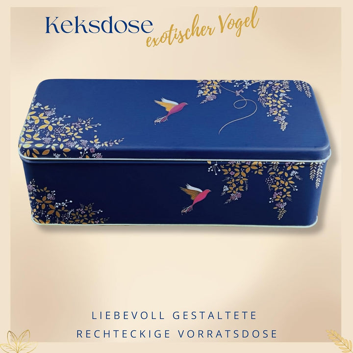 Geschenkdose Design Sara Miller - Liebevoll gestaltete rechteckige Vorratsdose - Motiv Paradiesvogel