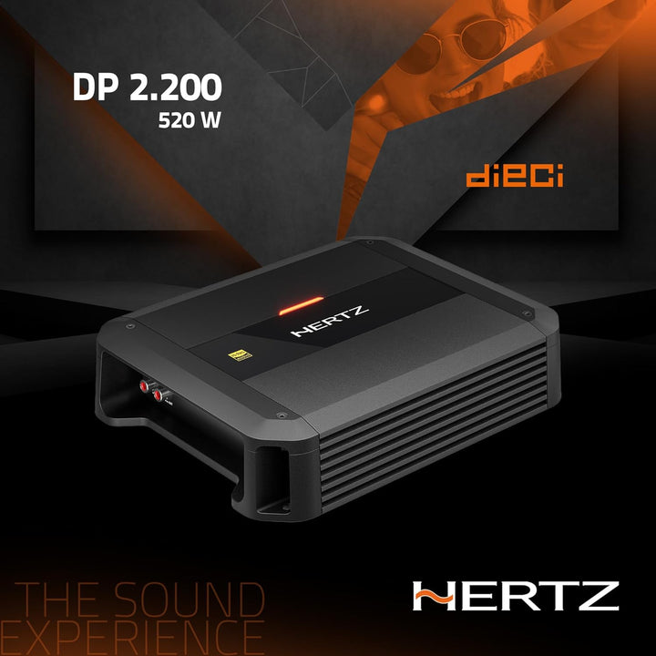 Hertz Dieci Power DP 2.200 2-Kanal Class-AB Verstärker, 2x130W RMS bei 2 Ohm, Hi-Res Audio, 10 Hz bi