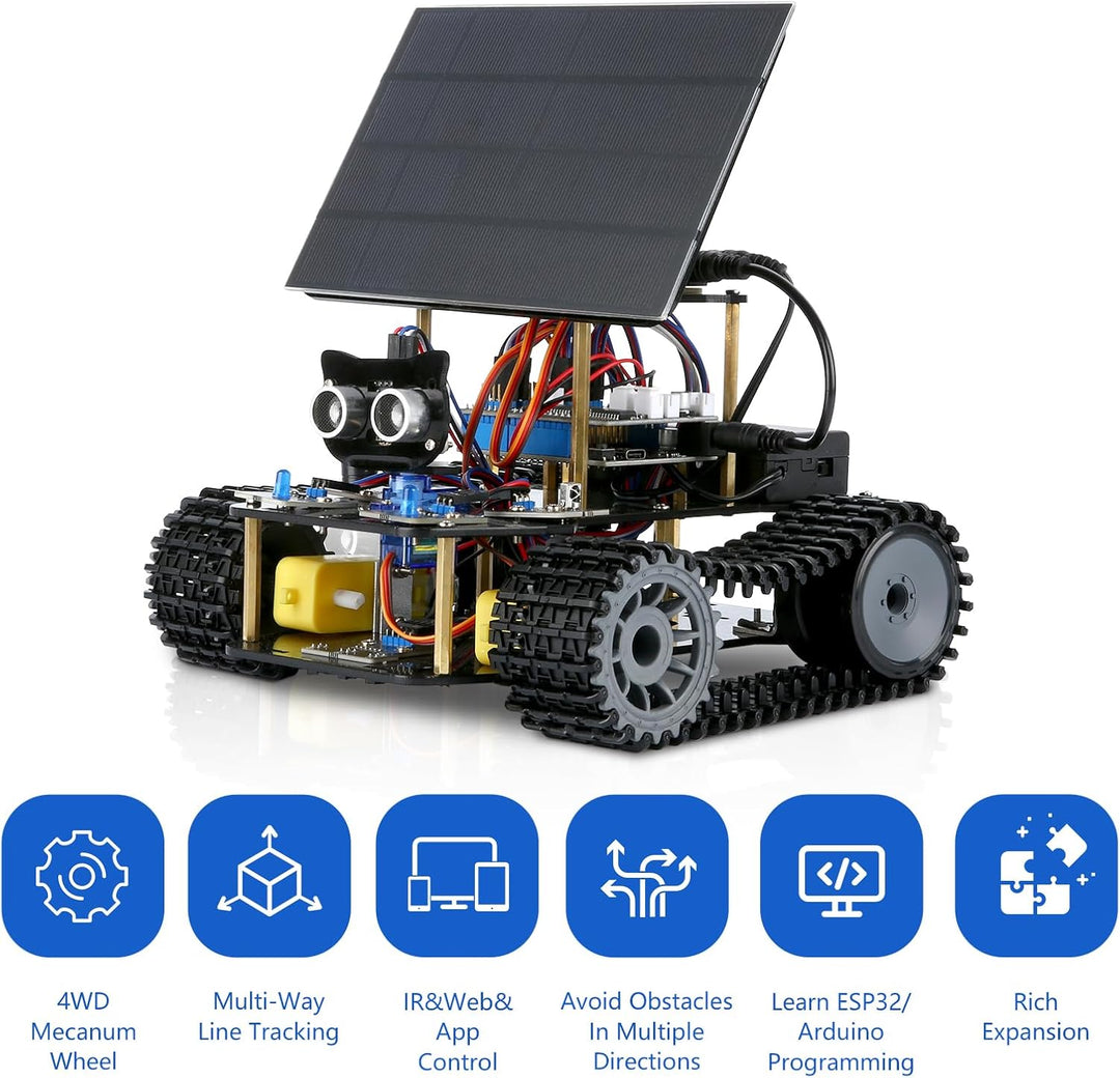 Roboterbausatz, Robotik für Kinder im Alter von 8–12 12–16+ Jahren, 4-in-1-ESP32-Smart-Tank-Solarrob