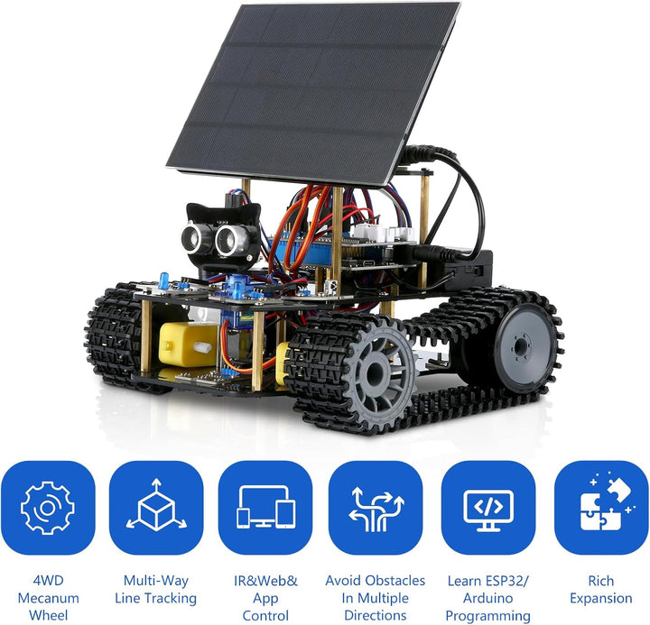 Roboterbausatz, Robotik für Kinder im Alter von 8–12 12–16+ Jahren, 4-in-1-ESP32-Smart-Tank-Solarrob
