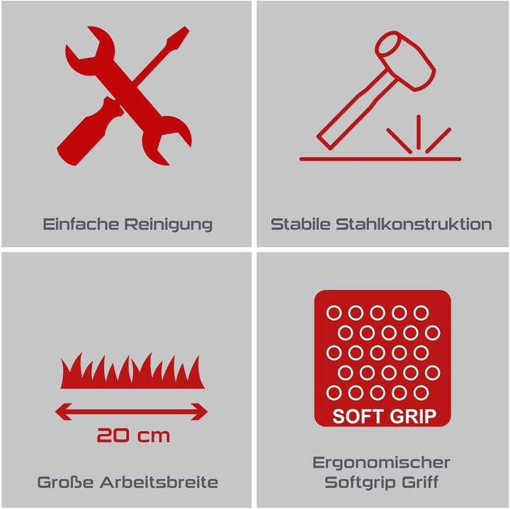 Practixx Rasen Aerifizierer PX-RL10 Hand Rasenlüfter mit Auffangbehälter schwarz - 20cm Arbeitsbreit