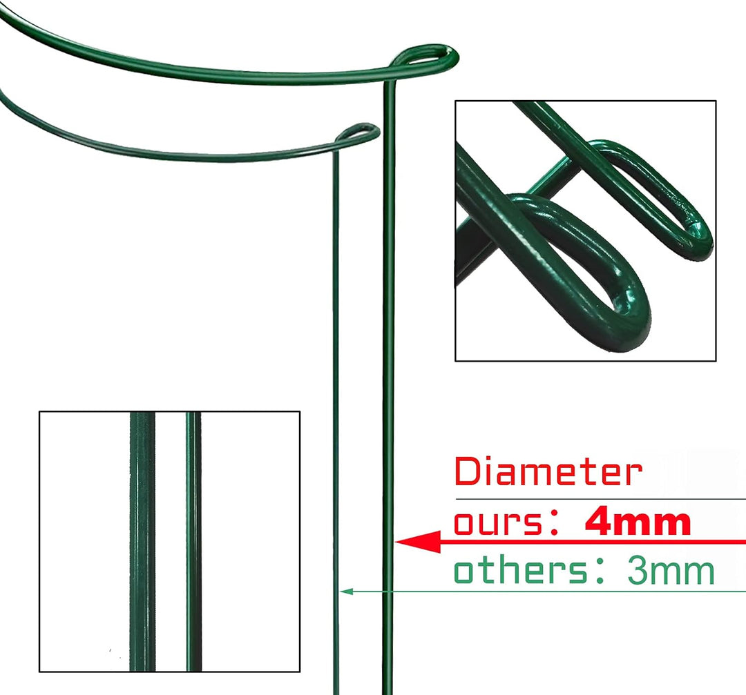 KAZITOO 4 Stück grosse 60cm hohe Bogen Pflanze Stützpfähle, 4mm starker Metallgarten unterstützt grü