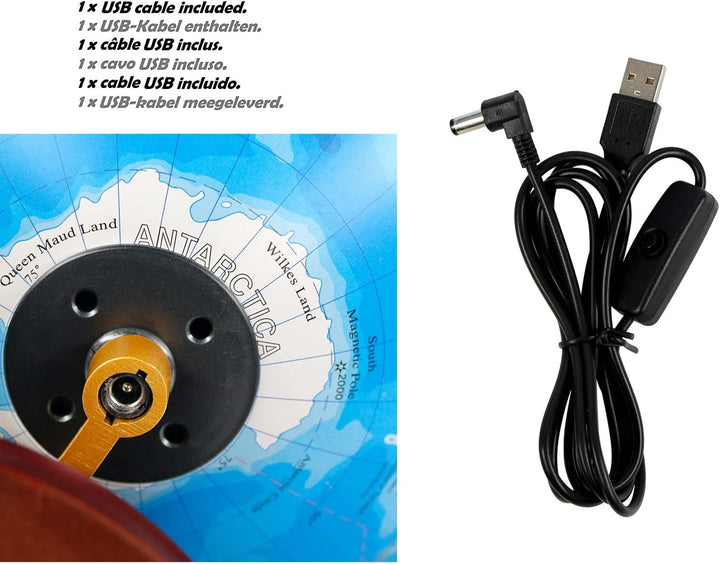 EXERZ 20cm Leuchtglobus Holzsockel - Karte auf Deutsch - Schülerglobus - Politische Karte (Tageszeit