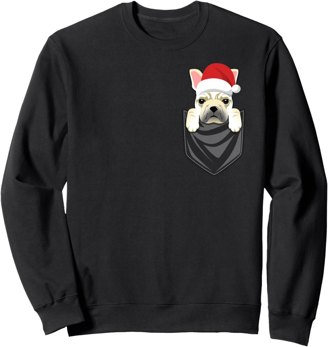 Pocket Graphic Cream French Bulldog Christmas Sweatshirt
