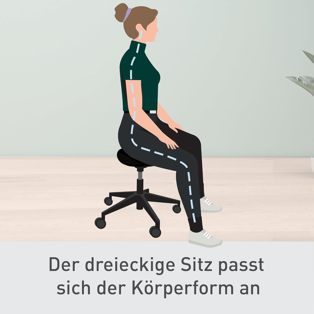Leitz Ergo Höhenverstellbarer Sitzhocker (46–59 cm) mit Rollen, Bürohocker mit Sitzpolster, Ergonomi
