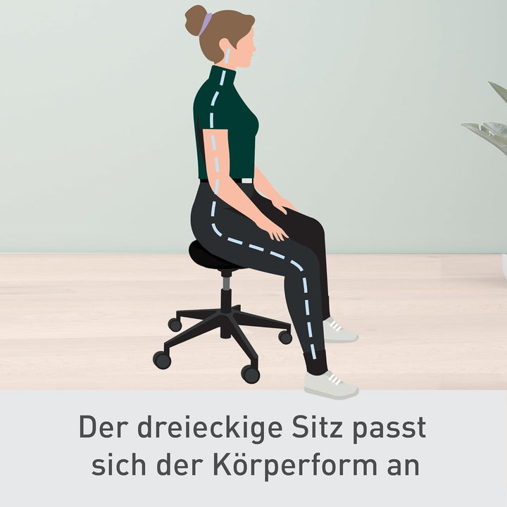 Leitz Ergo Höhenverstellbarer Sitzhocker (46–59 cm) mit Rollen, Bürohocker mit Sitzpolster, Ergonomi