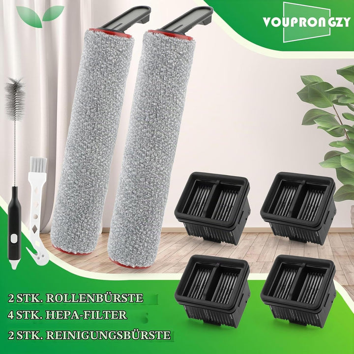 2 Bürstenrollen 4 Filter Ersatzteile für Dreame H15 Pro / H15 Mix / H12 Pro FlexReach Bürstenrollen/