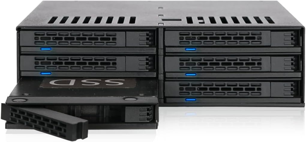 ICY DOCK 6X 2,5" SATA/SAS HDD/SSD Wechselrahmen mit schraubenlosen Trays in 5,25" Schacht - ExpressC