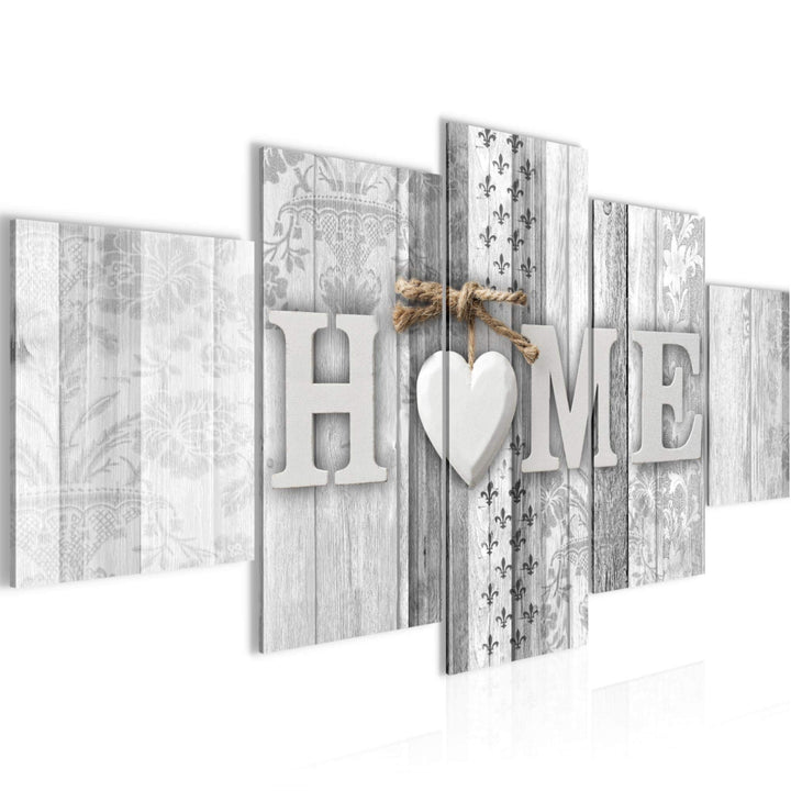 Runa Art Bild Wohnzimmer Home Holzoptik 5 Teilig Landhausstil Schwarz Weiss Wandbilder auf Vlies Lei