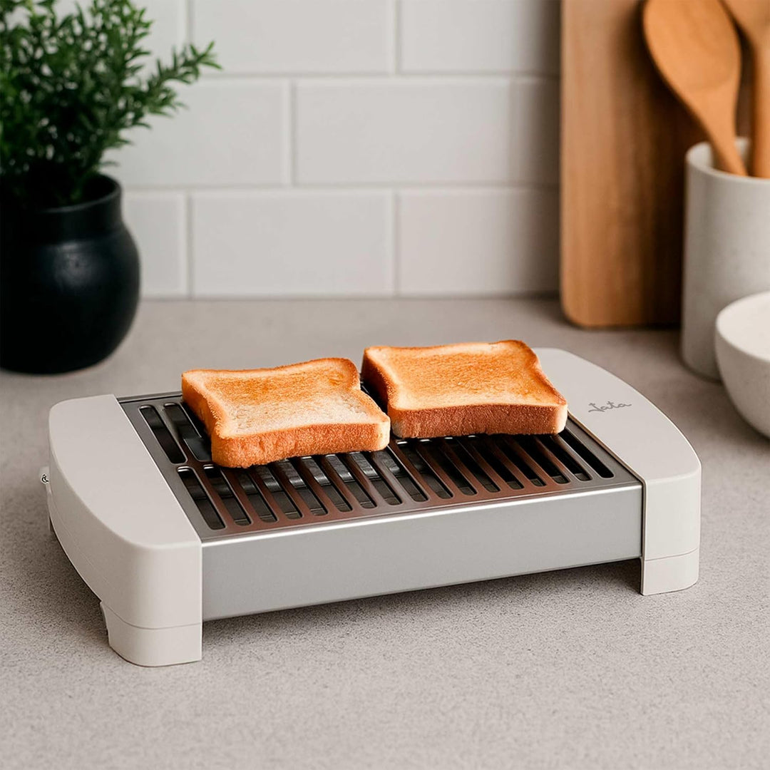 Jata JETT0201 Small Horizontal Toaster with 2 Quartz Resistors, Removable Crumb Drawer, 300 W, Easy