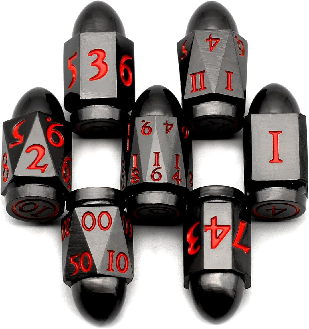 DND Würfelset Dungeons and Dragons Würfel, ZHOORQI Bullet Metall Würfel Set, Polyedrische Würfel Set