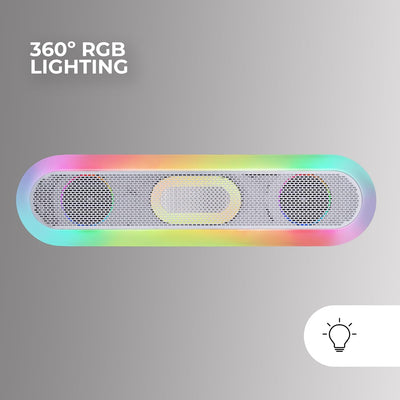 MARSGAMING MSB-ORB, Tragbarer Lautsprecher + Soundbar 20W, Orbilight RGB 360° Beleuchtung, Soundbar