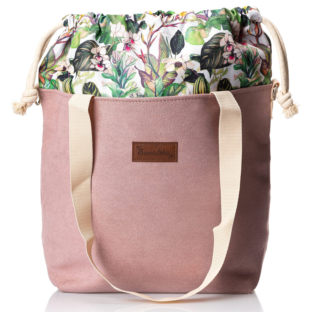 BAMBINIWELT Wickeltasche Schultertasche Shopper Babytasche Windeltasche aus LEDER für Kinderwagen Bu