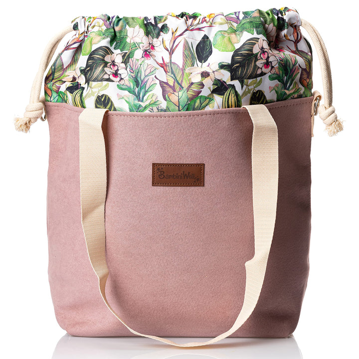 BAMBINIWELT Wickeltasche Schultertasche Shopper Babytasche Windeltasche aus LEDER für Kinderwagen Bu