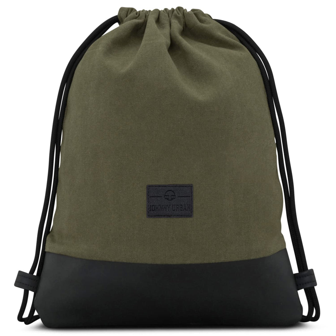 Johnny Urban Turnbeutel Damen &amp; Herren Grün Schwarz - Luke - Beutel Rucksack mit Kordelzug - Baumwol