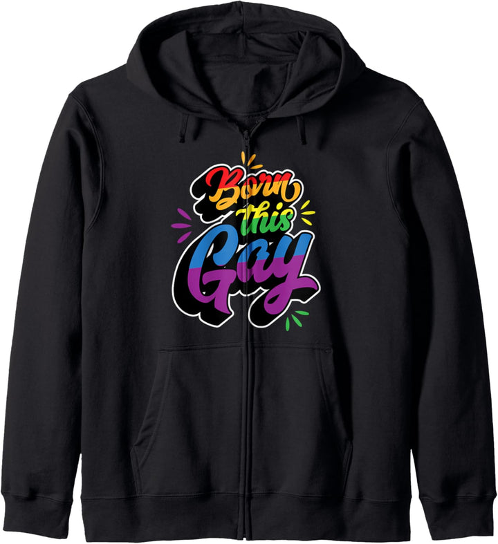 Born This Gay Funny Cute Trendy Gay Pride Stuff Aesthetic Kapuzenjacke