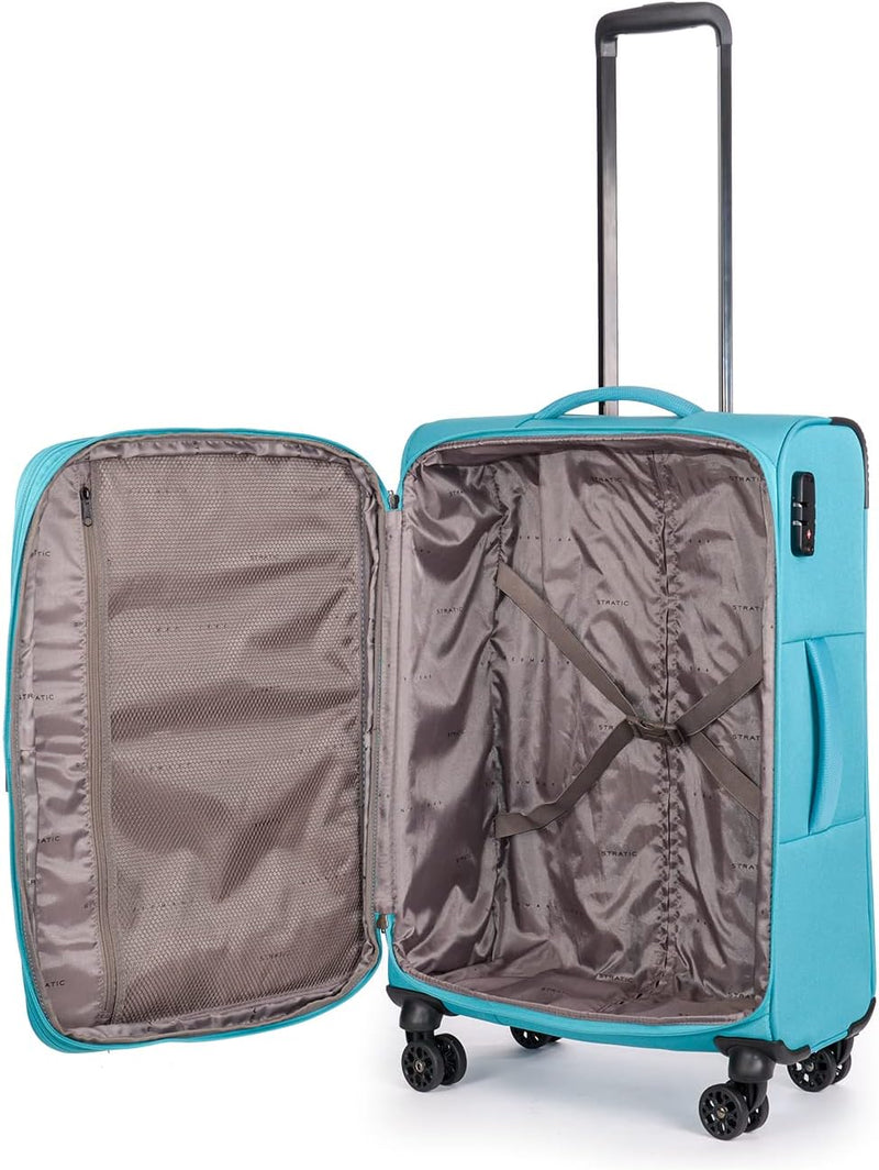 Stratic Strong Koffer Weichschale Reisekoffer Trolley Rollkoffer Handgepäck, TSA Kofferschloss, 4 Ro