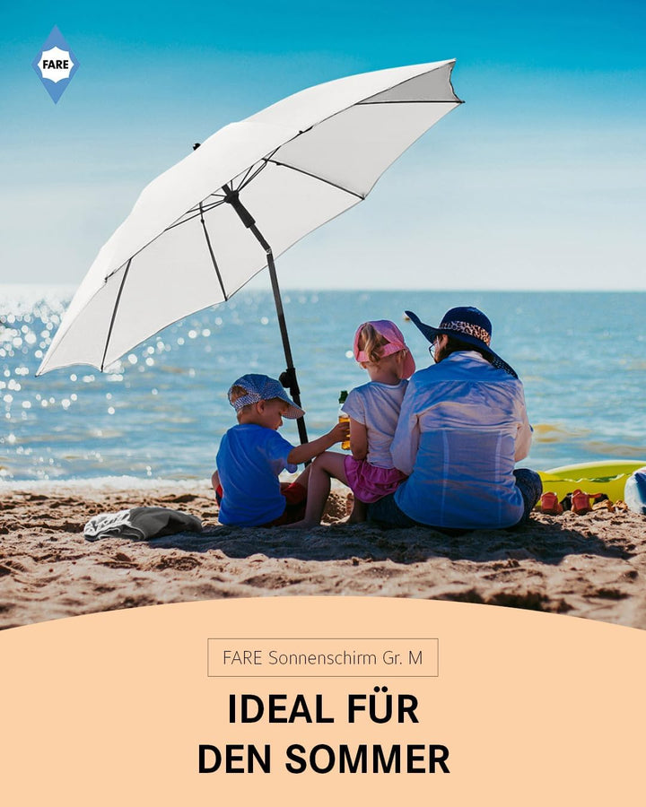 Sonnenschirm Gr. M - 180 cm Durchmesser - UV-Schutz 50+ für Balkon Garten Terrasse Sommer - Titan-Fi