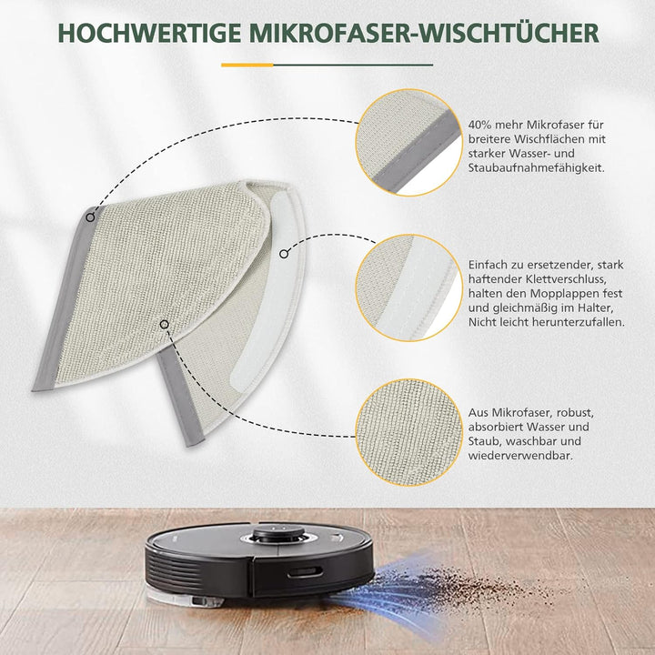 8 Stück Q7 Wischtücher -Ersatz Wischtuch für Xiaomi Roborock Q7/Q7+/Q7 MAX /Q7 MAX+ S5 S50 S51 S55 S